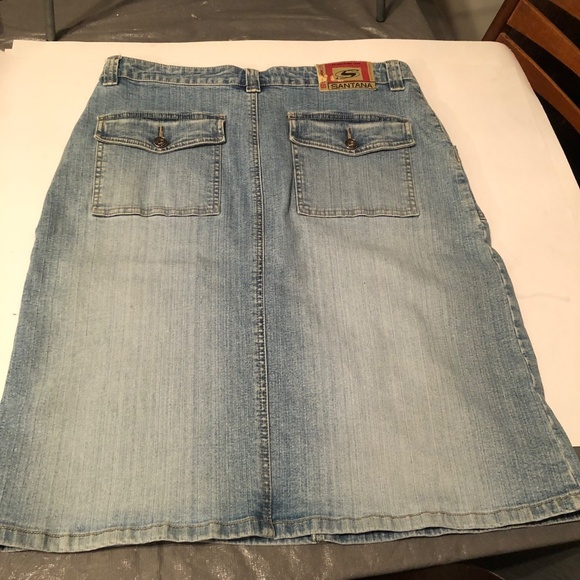 Retro Santana Y2K 6 pocket jean skirt, size 13 /34, slit in front - Picture 7 of 11